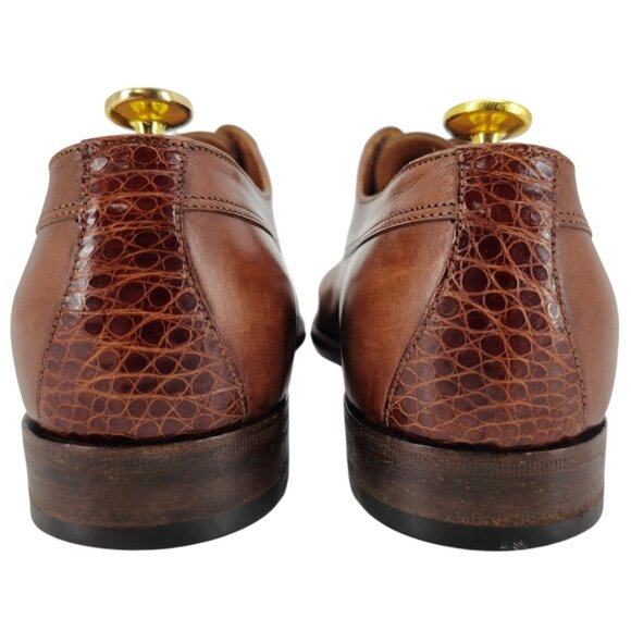 Exotic Bruno Magli Italy Brown Alligator Leather Oxfords Dress Shoes 10M Vintage - Picture 7 of 13